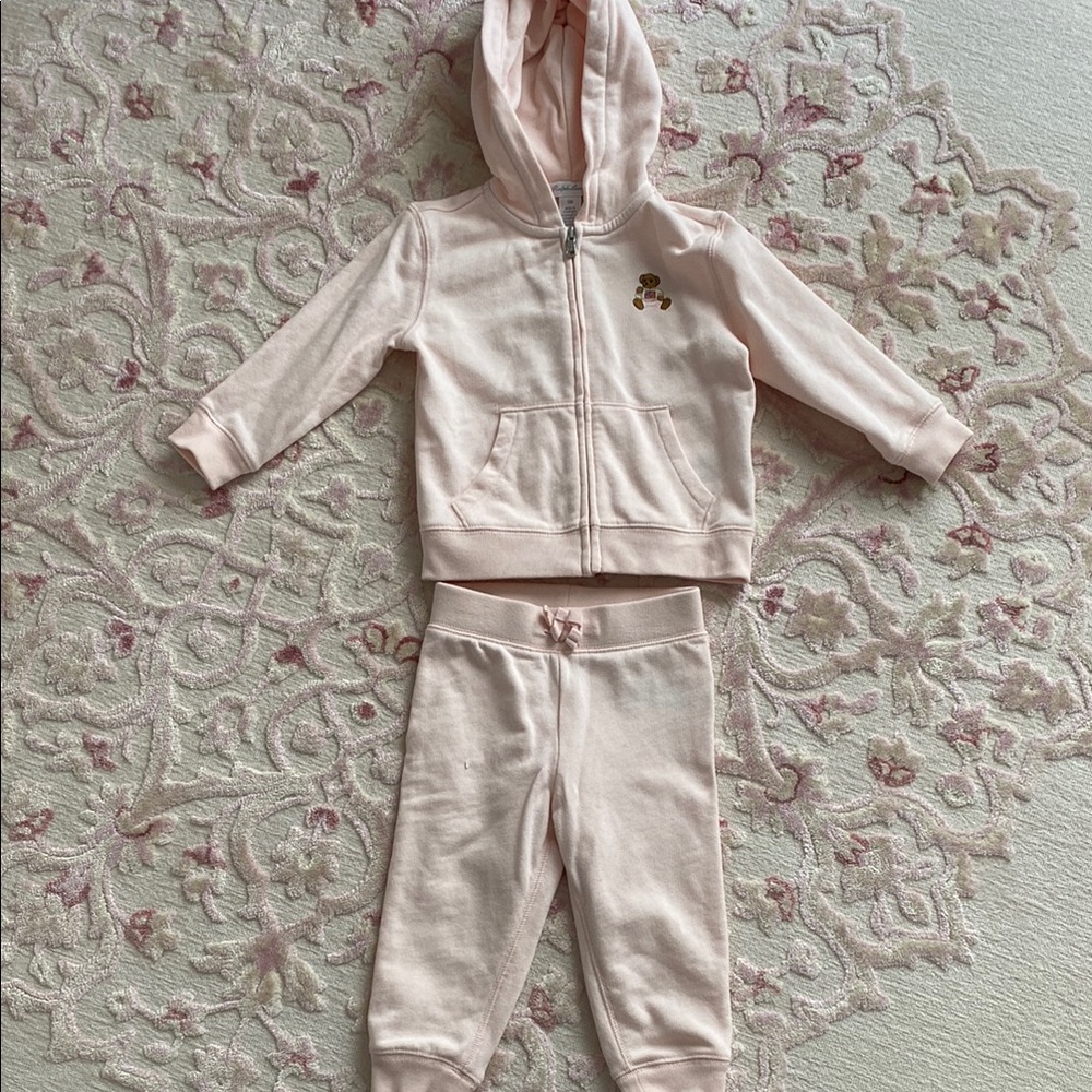 Ralph Lauren Baby Girls Pink Hoodie Set, size 9-12 months